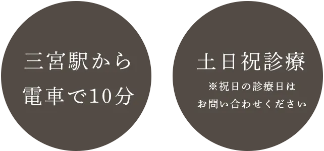 ・三宮駅から電車で10分・土日祝診療